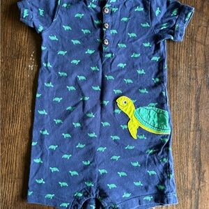 18M Navy Blue Turtle Print Kids Turtle Romper